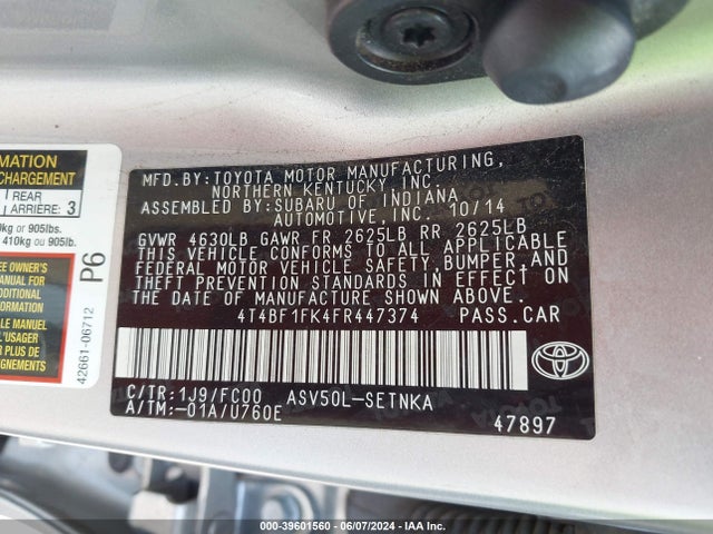 Toyota CAMRY LE 2015 4T4BF1FK4FR447374 Image 9