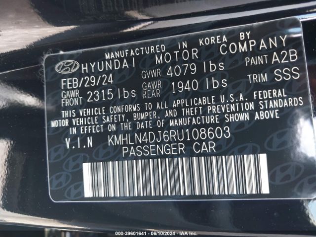 KMHLN4DJ6RU108603 Hyundai Elantra Hybrid Limited