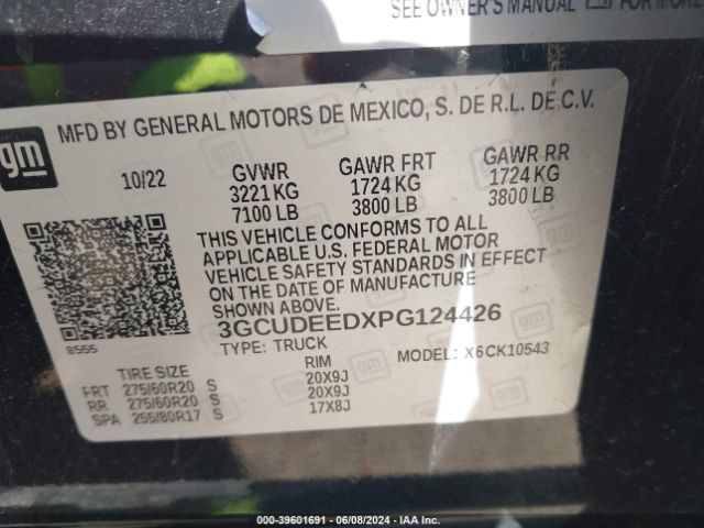 3GCUDEEDXPG124426 Chevrolet Silverado 1500 4wd  Short Bed Rst