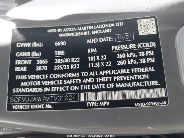 SCFVUJAW7MTV01024 Aston Martin DBX