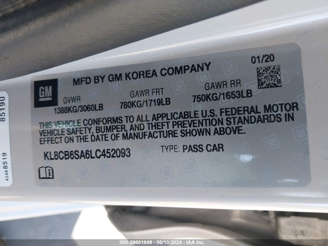 Chevrolet Spark Fwd Ls Automatic 2020 KL8CB6SA6LC452093 Image 9