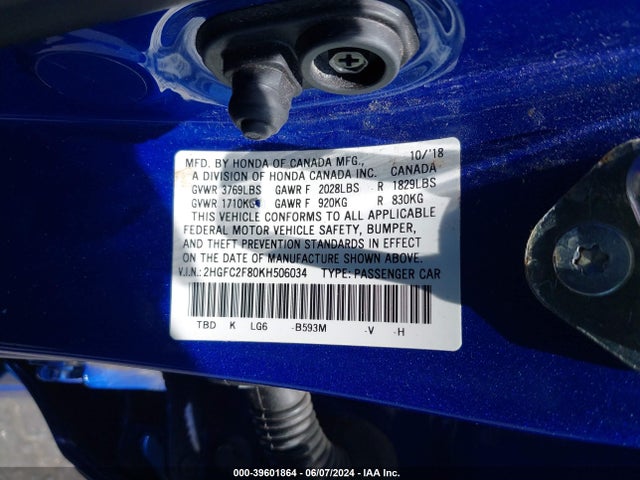 Honda Civic Sport 2019 2HGFC2F80KH506034 Image 9