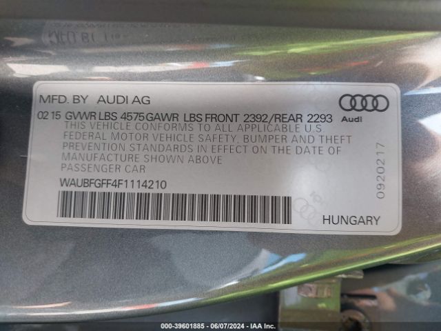 WAUBFGFF4F1114210 Audi A3 2.0t Premium