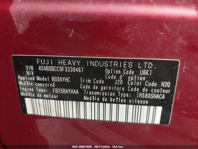 Subaru Outback 2.5i Premium 2015 4S4BSBCC9F3330467 Image 9
