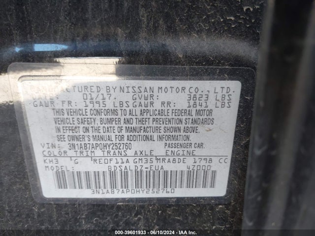 Nissan SENTRA SV 2017 3N1AB7AP0HY252760 Image 9