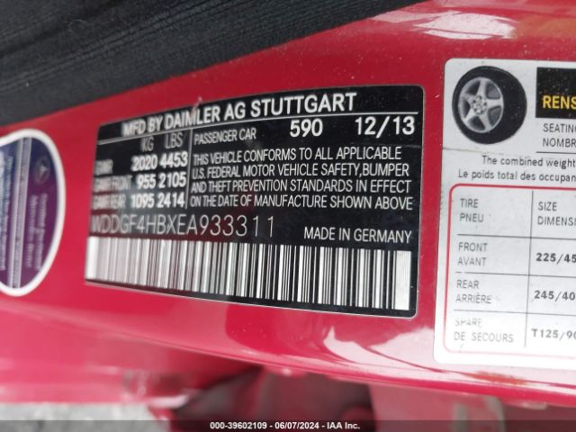 WDDGF4HBXEA933311 Mercedes-Benz C 250 Luxury/sport