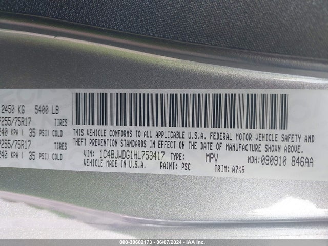 1C4BJWDG1HL753417 Jeep Wrangler Unlimited Sport 4x4