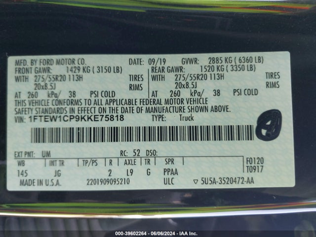 Ford F-150 Xl 2019 1FTEW1CP9KKE75818 Image 9