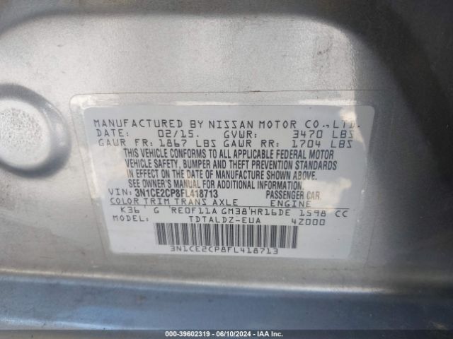 3N1CE2CP8FL418713 Nissan Versa Note S (sr)/s Plus/sl/sr/sv