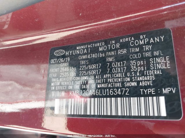 KM8J2CA46LU163472 Hyundai TUCSON SE