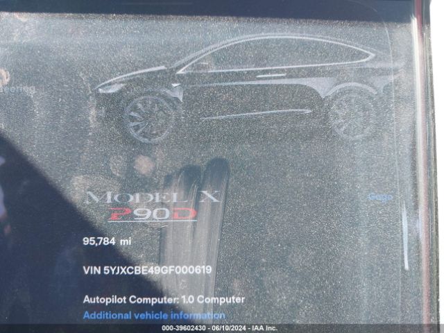 5YJXCBE49GF000619 Tesla Model X 75d/p100d/p90d