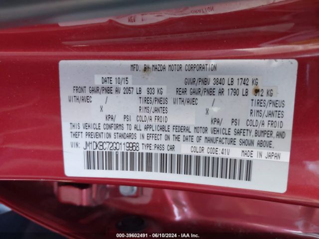 JM1DKBC72G0119968 Mazda Cx-3 Touring