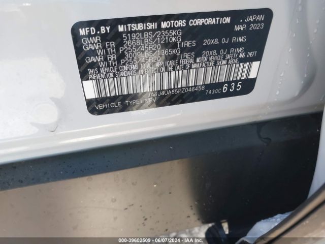 JA4J4UA85PZ046458 Mitsubishi Outlander Ralliart S-awc/se 2.5 S-awc/se Black Edition S-awc/se Special Editiont S-awc