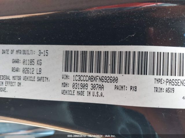 2015 CHRYSLER 200 1C3CCCABXFN692600 Photo 8