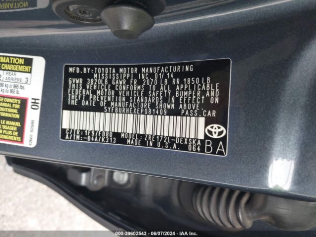 5YFBURHEXEP081409 Toyota Corolla S Plus