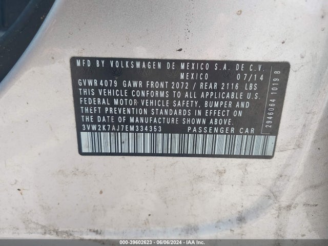 Volkswagen Jetta 2.0l S 2014 3VW2K7AJ7EM334353 Image 9