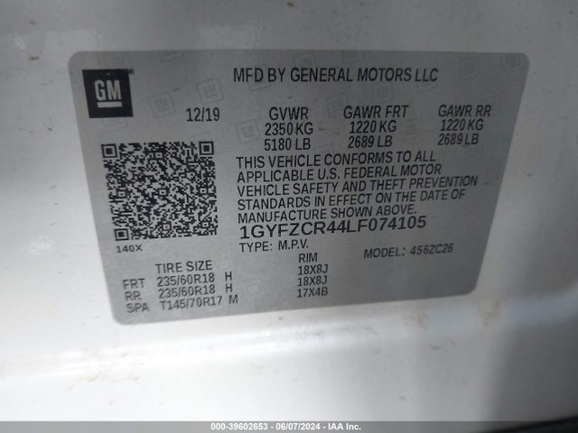 1GYFZCR44LF074105 Cadillac Xt4 Fwd Premium Luxury