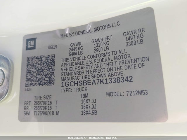Chevrolet Colorado Wt 2019 1GCHSBEA7K1338342 Image 9