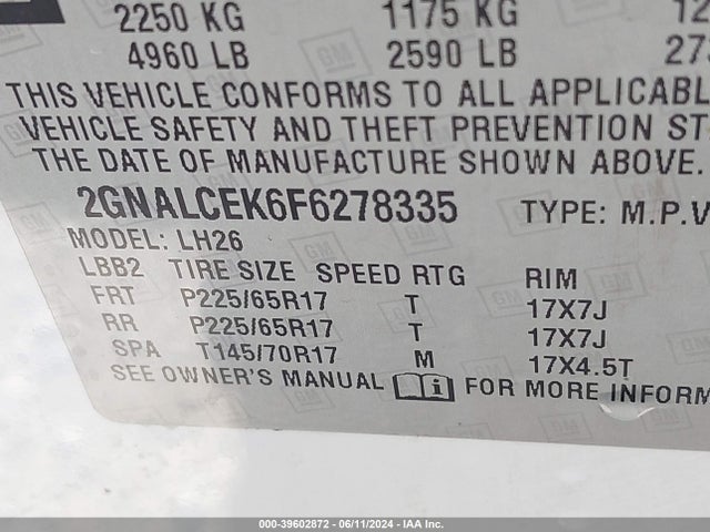 Chevrolet Equinox 2lt 2015 2GNALCEK6F6278335 Image 9