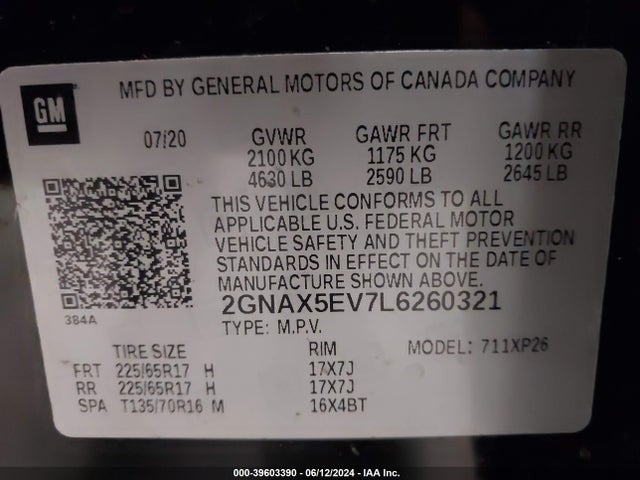 Chevrolet Equinox Awd 1fl 2020 2GNAX5EV7L6260321 Image 9