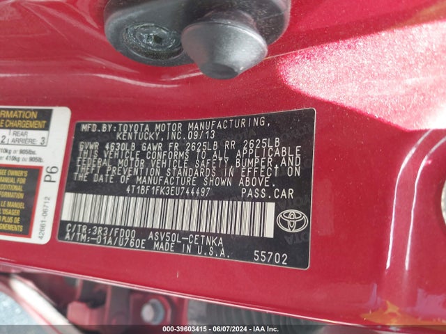 Toyota CAMRY LE 2014 4T1BF1FK3EU744497 Image 9