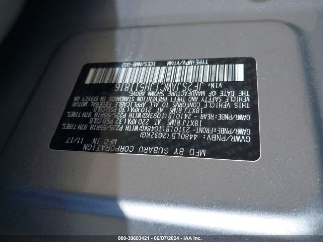 JF2SJAWC1JH511816 Subaru Forester 2.5i Touring