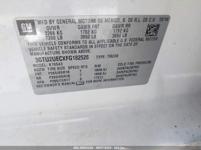 3GTU2UECXFG182526 GMC Sierra 1500 Sle