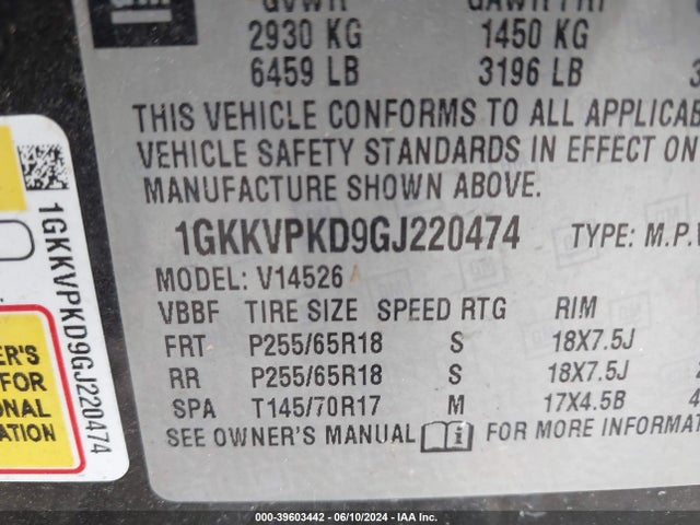 GMC Acadia Sle-2 2016 1GKKVPKD9GJ220474 Image 9