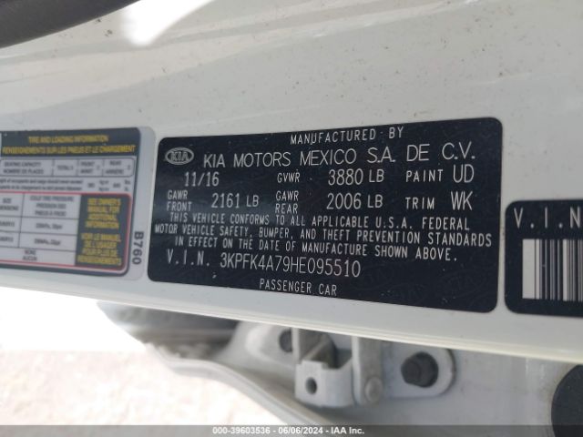 3KPFK4A79HE095510 KIA FORTE LX