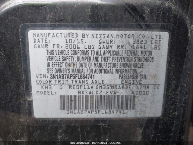 3N1AB7AP5FL684741 Nissan SENTRA SV