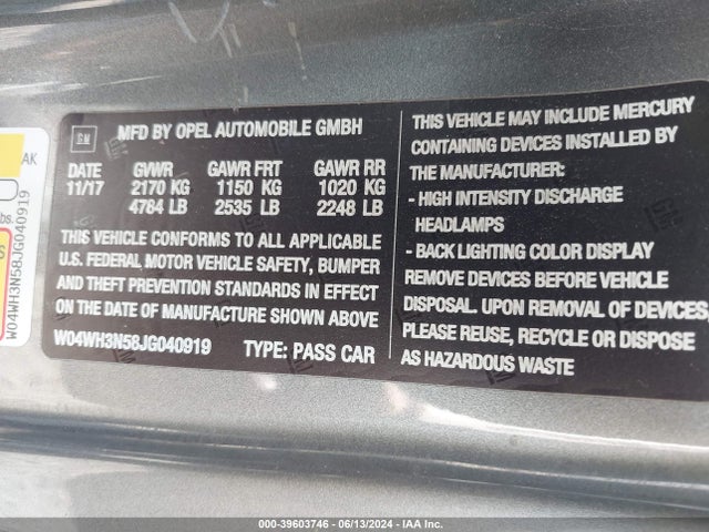 W04WH3N58JG040919 Buick Cascada Premium