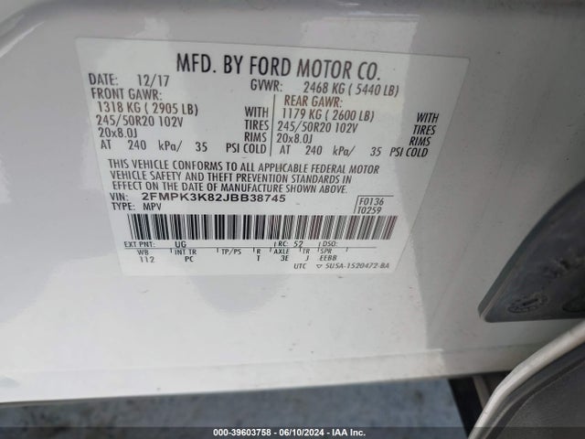 Ford Edge Titanium 2018 2FMPK3K82JBB38745 Image 9