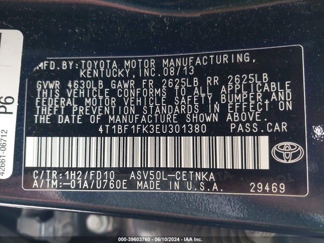 Toyota CAMRY LE 2014 4T1BF1FK3EU301380 Image 9