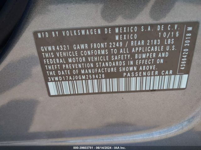 3VWD17AJ0GM259428 Volkswagen Jetta 1.8t Sport