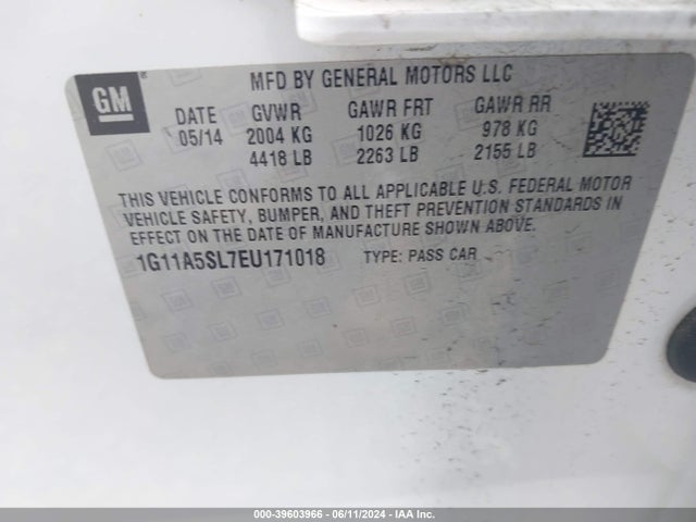 Chevrolet Malibu 1fl 2014 1G11A5SL7EU171018 Image 9