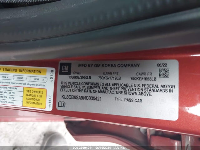 Chevrolet Spark Fwd Ls Automatic 2022 KL8CB6SA9NC030421 Image 9