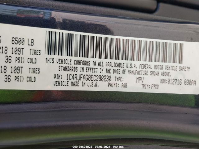 1C4RJFAG8EC398230 Jeep Grand Cherokee Laredo