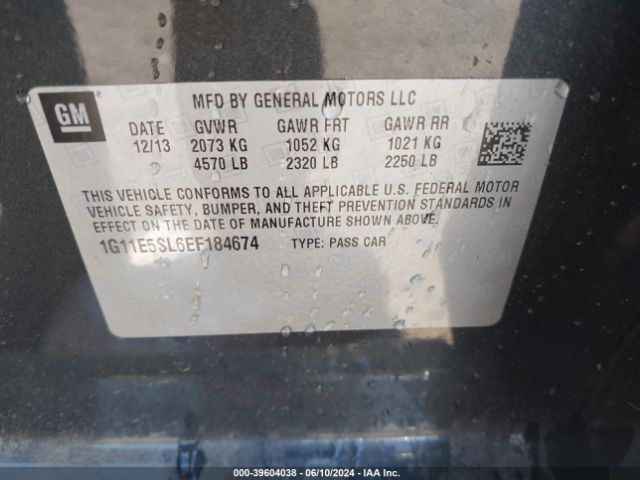 1G11E5SL6EF184674 Chevrolet MALIBU 2LT