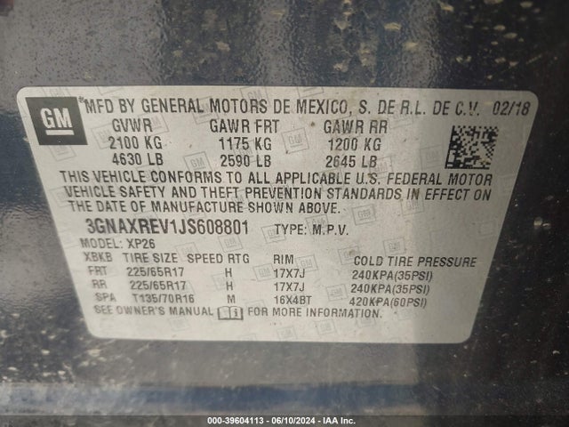 Chevrolet EQUINOX LS 2018 3GNAXREV1JS608801 Image 9
