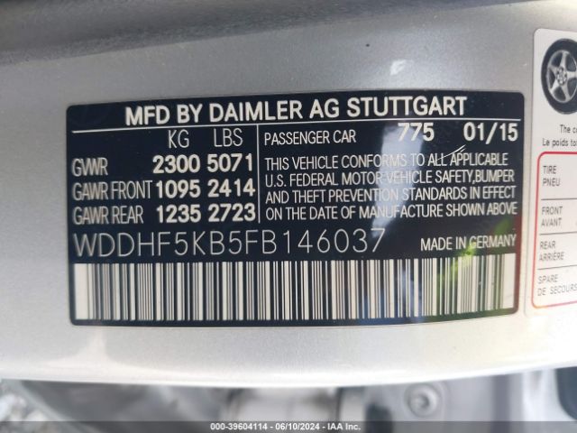 WDDHF5KB5FB146037 Mercedes-Benz E 350