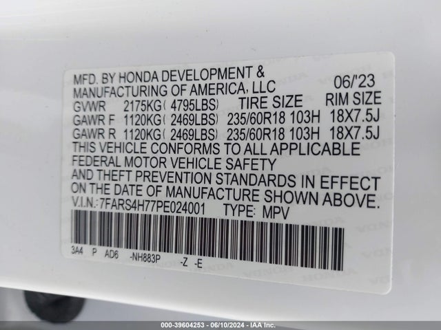 Honda Cr-v Ex-l Awd 2023 7FARS4H77PE024001 Image 9