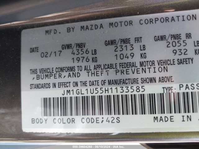 JM1GL1U55H1133585 Mazda Mazda6 Sport