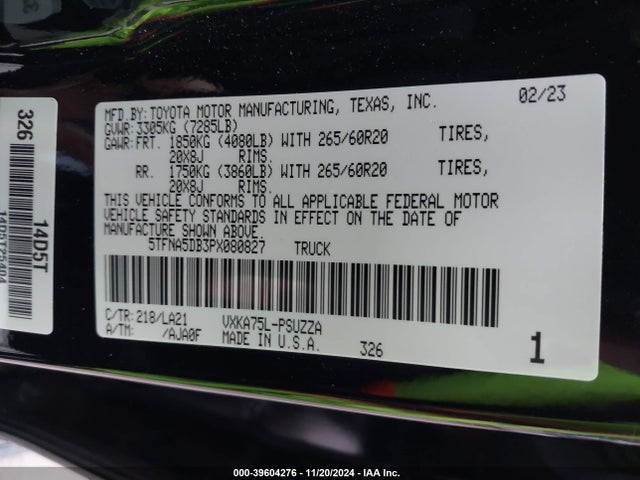 Toyota Tundra Platinum 2023 5TFNA5DB3PX080827 Image 9
