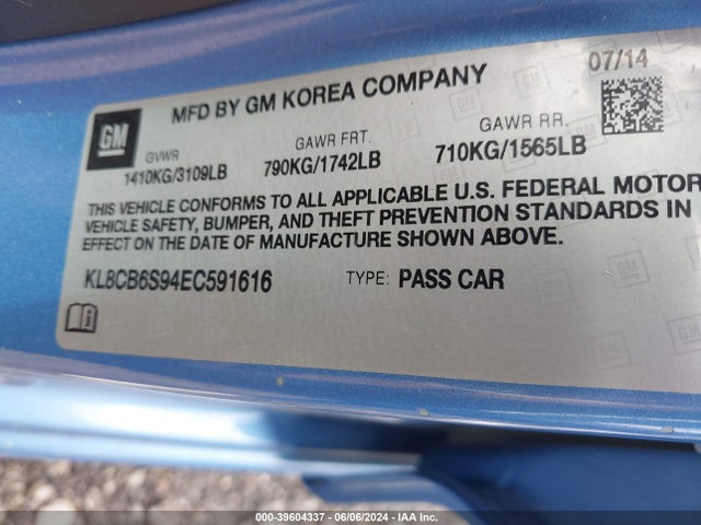 Chevrolet Spark Ls Auto 2014 KL8CB6S94EC591616 Image 9