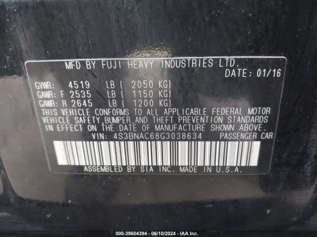 4S3BNAC68G3038634 Subaru Legacy 2.5i Premium