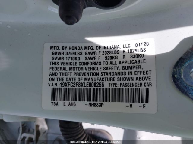 19XFC2F8XLE008256 Honda Civic Sport