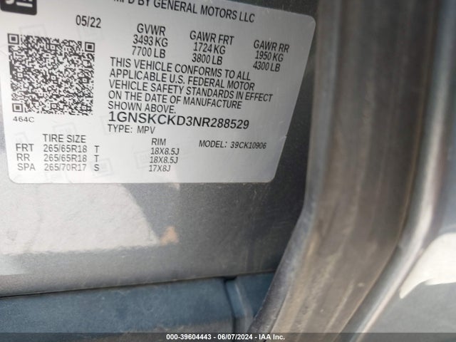 Chevrolet Suburban 4wd Lt 2022 1GNSKCKD3NR288529 Image 9