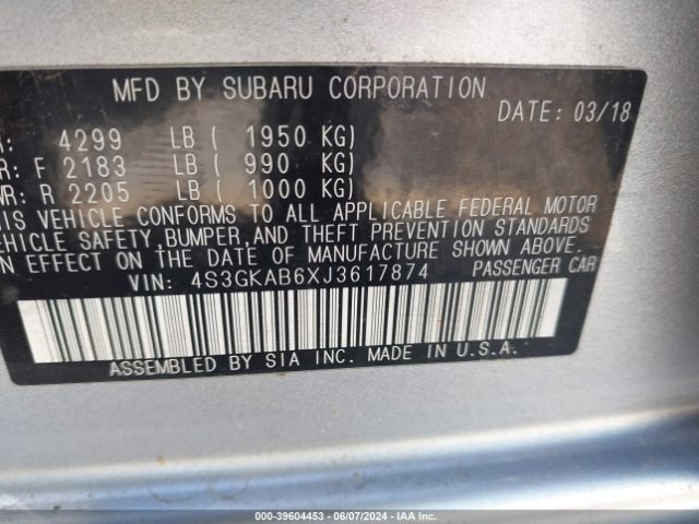 4S3GKAB6XJ3617874 Subaru Impreza 2.0i Premium