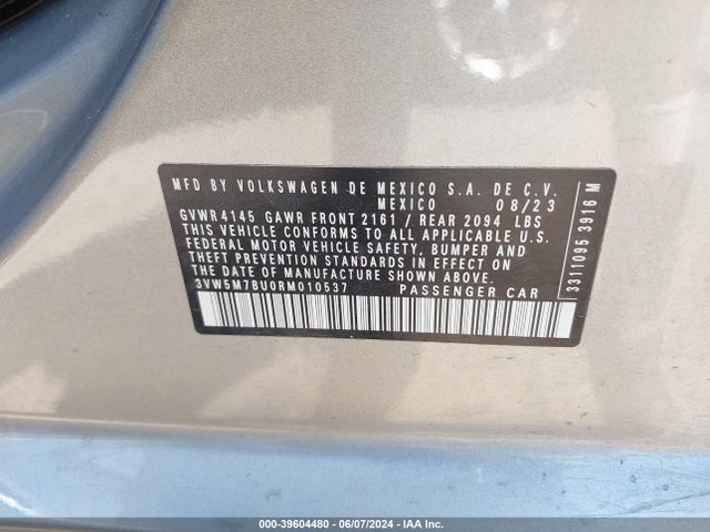 3VW5M7BU0RM010537 Volkswagen Jetta 1.5t S