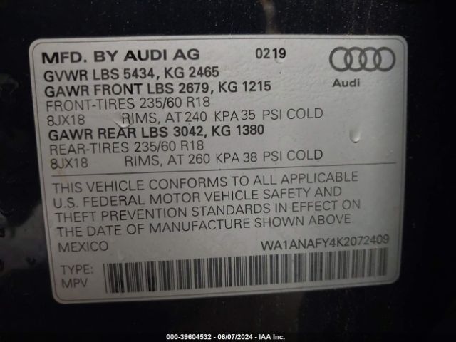WA1ANAFY4K2072409 Audi Q5 45 Premium